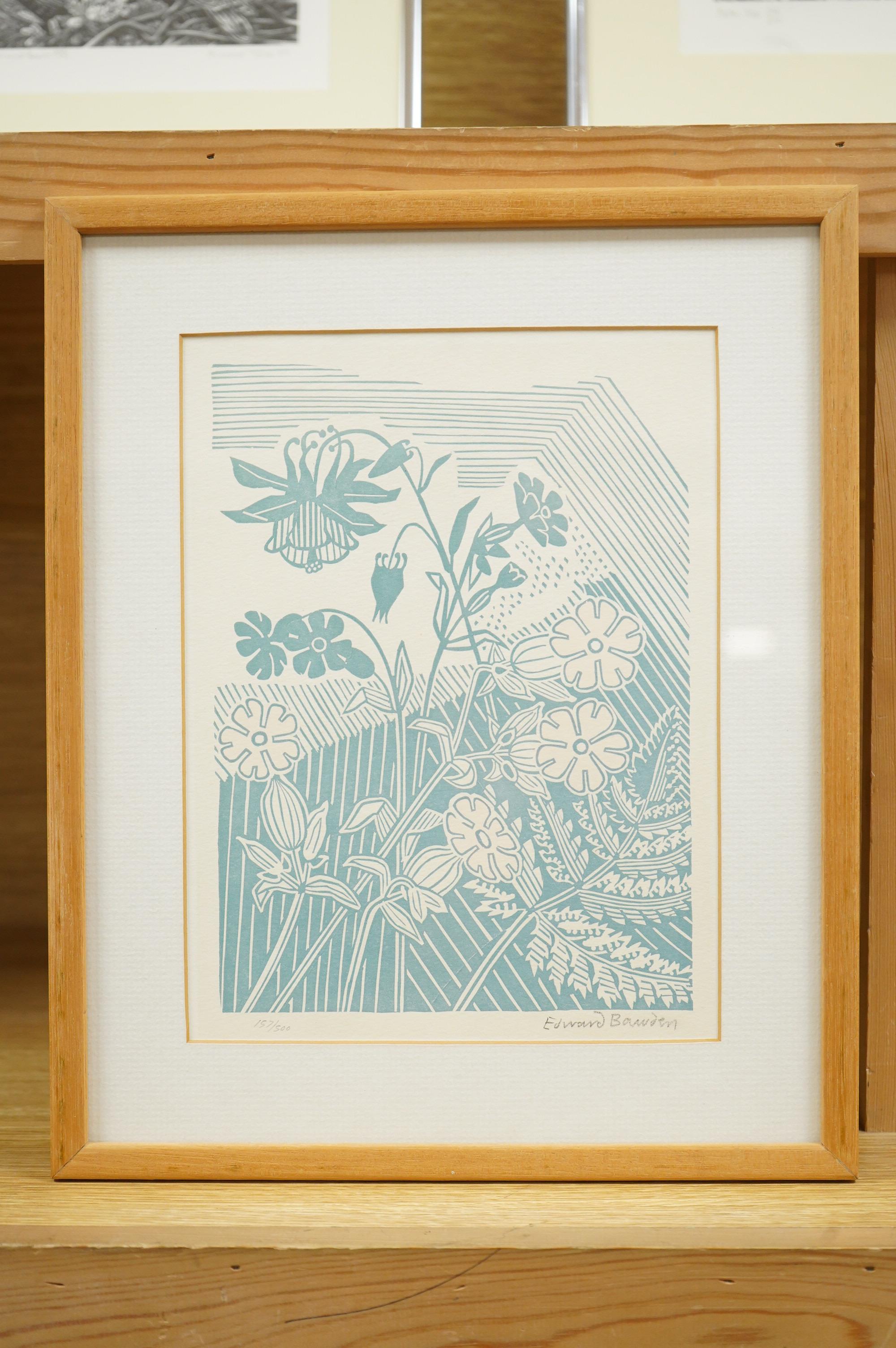 Edward Bawden RA (1903-89), 'Campions and Columbine', signed in pencil, limited edition 157/500, linocut, 24 x 18cm